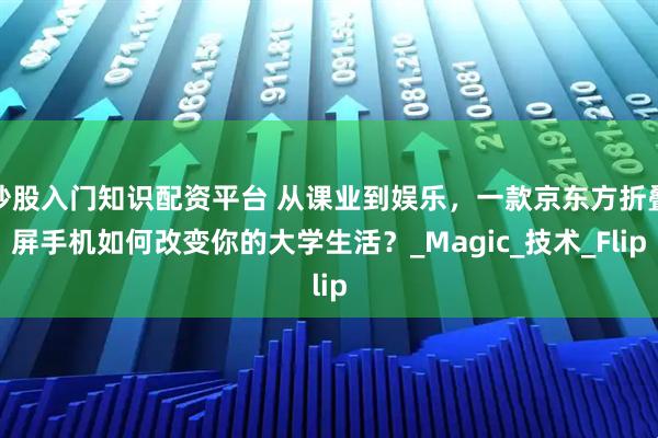 炒股入门知识配资平台 从课业到娱乐，一款京东方折叠屏手机如何改变你的大学生活？_Magic_技术_Flip