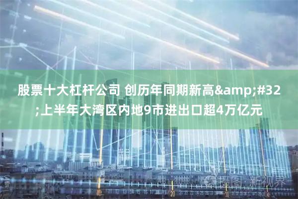 股票十大杠杆公司 创历年同期新高&#32;上半年大湾区内地9市进出口超4万亿元