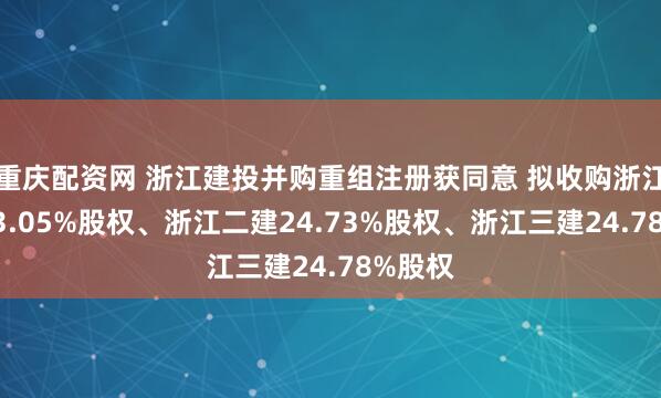 重庆配资网 浙江建投并购重组注册获同意 拟收购浙江一建13.05%股权、浙江二建24.73%股权、浙江三建24.78%股权